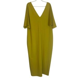 Green vintage inspired V-Neck Dolman Sleeve Backless Dress